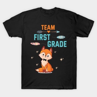 Fox Student Teacher Happy Back School Day Team First Grade T-Shirt